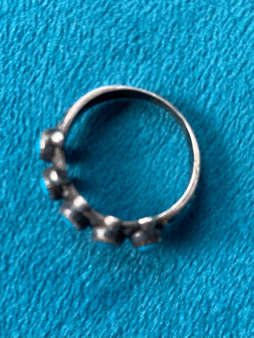 Vintage Zuni Petit Point Turquoise and Sterling Ring - Picture 3 of 4